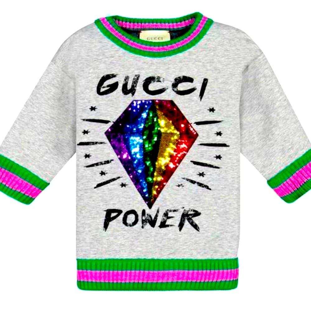 Gucci gray rainbow sequin diamond sweatshirt